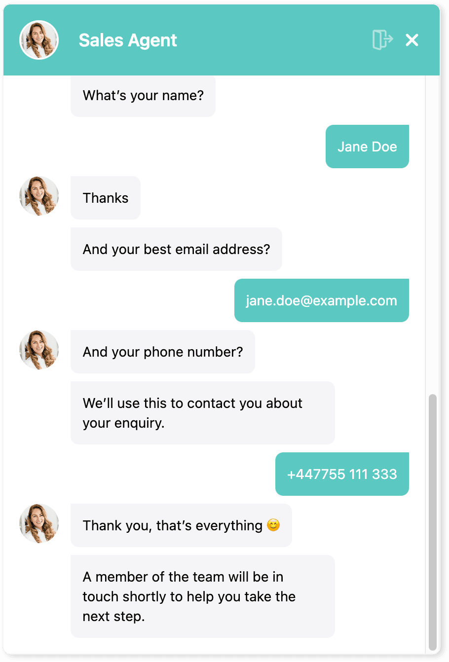 TeqFlo ChatForm Virtual Sales Agent