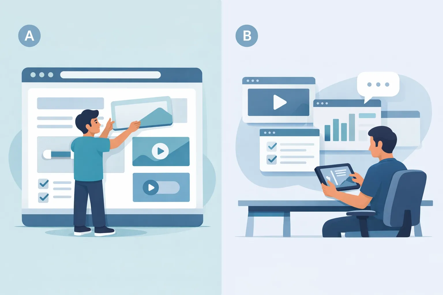 Illustration of in-browser and out-of-process automated testing architectures for Playwright and Cypress.